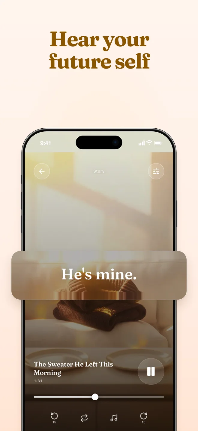 Vize audio player narrating a first-person future-self story