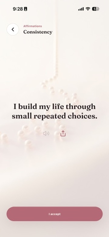 A tailored affirmation card in the Vize app