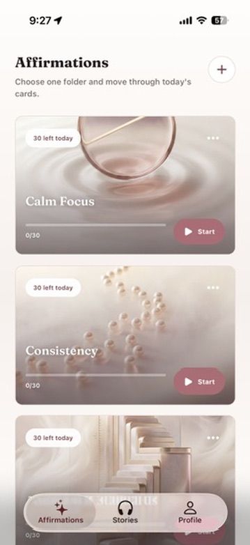 Vize affirmation library with themed folders